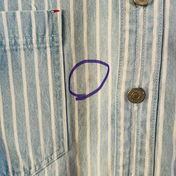 Vintage Levi's 1990s Striped Chambray Denim Long Sleeve Shirt, size XL FLAW - Picture 5 of 11